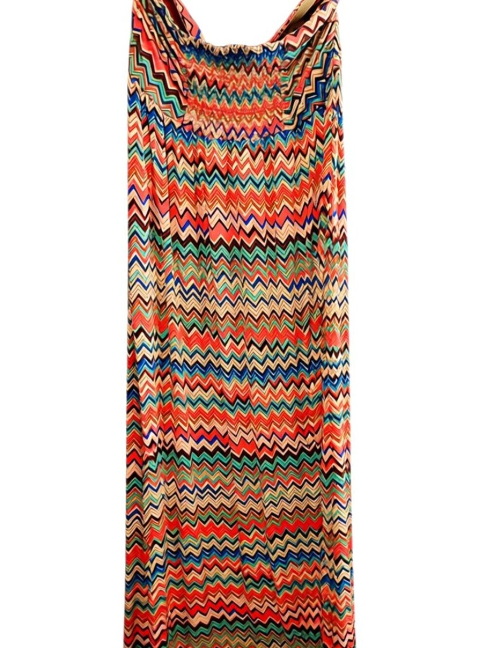 Woman's: American Rag Strapless Chevron Print Maxi Dress with Wooden Bead Detail - Picture 2 of 7